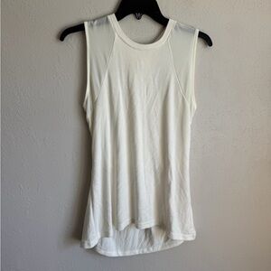 Zyia Active Cream White Sheer Back Sleeveless Tank Blouse Womens M Athletic